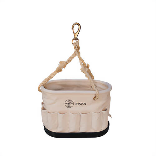 Klein® 5152S Oval Bucket, 7 in OAW, 7-1/4 in Overall Depth, 10 in Overall Height, 41 Pocket, #6 Canvas, Natural