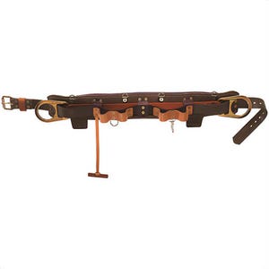 Klein® 5282N-28D Body Belt Style, Forged Single Tongue Buckle, Leather, Nylon, Brown, 45 to 53 in Waist
