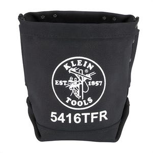 Klein® 5416TFR 3-Pockect Tunnel Connection Bolt Bag, Canvas, Black, 5 in L x 10 in W x 9 in H Outside, 3 Compartments