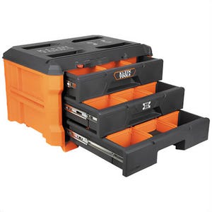 Klein® 54823MB MODbox™ Three Drawer Toolbox, Impact Resistant Polymers, Orange