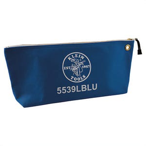Klein® 5539LBLU Canvas Tool Bag, Large Wide-Bottom, 18 in L x 3-1/2 in W x 8 in H Outside, No. 8 Canvas, Blue