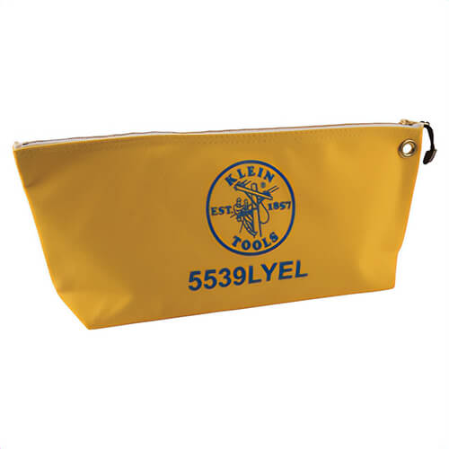 Klein® 5539LYEL Canvas Tool Bag, Large Wide-Bottom, 18 in L x 3-1/2 in W x 8 in H Outside, No. 8 Canvas, Yellow