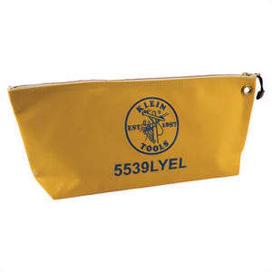 Klein® 5539LYEL Canvas Tool Bag, Large Wide-Bottom, 18 in L x 3-1/2 in W x 8 in H Outside, No. 8 Canvas, Yellow