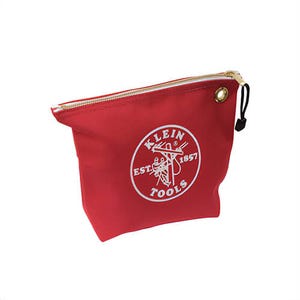 Klein® 5539RED Zipper Bag, Consumable, 10 in L x 3-1/2 in W x 8 in H Outside, Canvas, Red, 1 Compartment