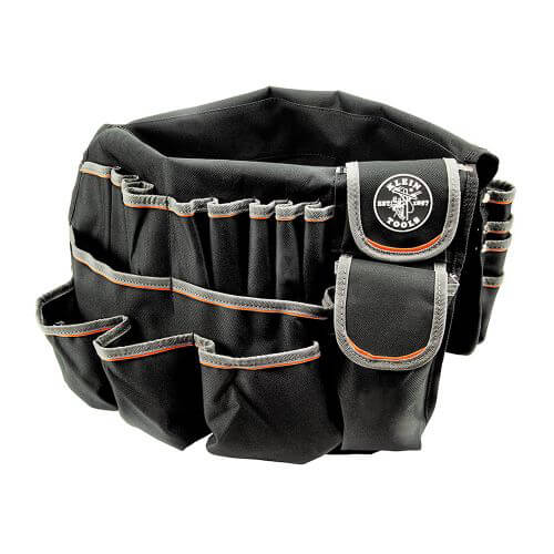 Klein® Tradesman Pro™ 55448 Electrician's Bucket Bag, 23 in H x 19 in W x 23 in D, 45 Pockets, Polyester, Black/Gray/Orange