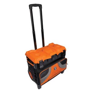 Klein® Tradesman Pro™ 55473RTB Tool Master Rolling Tool Bag, 1680D Ballistic Weave, Black/Orange