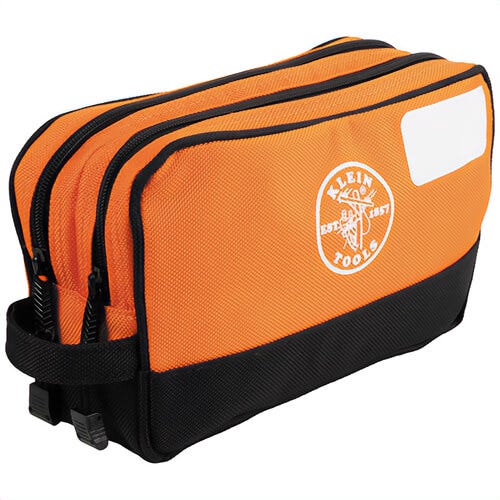 Klein® 55582 Double Zipper Bag with 2 Compartments, 1680D and 2520D Polyester, Orange, 180 in³ Cubic Area, 10 in x 6 in