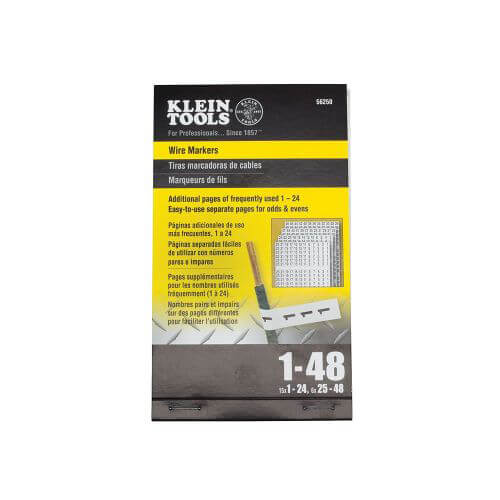Klein® 56250 Numeric Wire Marker, 5-1/2 in L x 3-21/64 in W, Black Print on White, Cloth