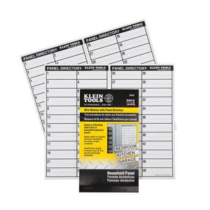 Klein® 56255 10-Page Wire Marker Book with Panel Directory, 6-3/8 in L x 3-5/8 in W, Black Print on White, Cloth