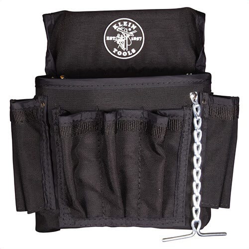 Klein® PowerLine™ 5719 Tool Pouch, Specifications: 18 pocket, Cordura® Nylon, Black, 12 in H x 11 in W x 12 in D Dimensions