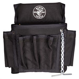 Klein® PowerLine™ 5719 Tool Pouch, Specifications: 18 pocket, Cordura® Nylon, Black, 12 in H x 11 in W x 12 in D Dimensions