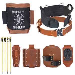 Klein® 5800IWBXL Ironworker Complete Toolbelt System, Leather, Steel, Brass, Brown/Black, Extra Large