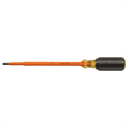Klein® 601-7-INS Screwdriver, 3/16 in Cabinet Point, Steel Shank, 10-3/4 in OAL, Plastic Handle, Black Oxide, ASTM F1505