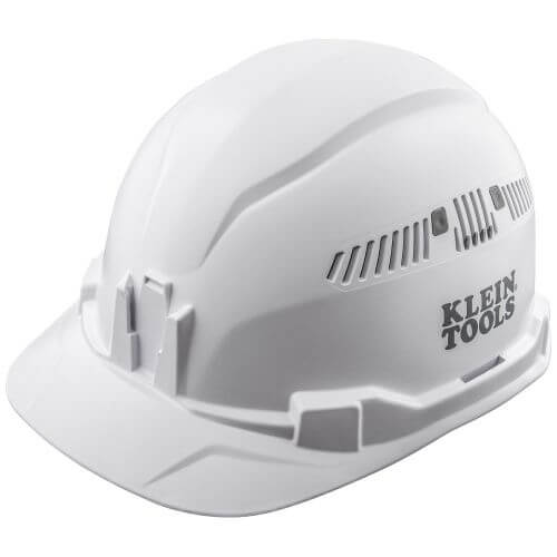 Klein® 60105 Type 1 Cap Style Vented Hard Hat, 6-1/2 Fits Mini Hat, 8 Fits Max Hat, ANSI Electrical Class: C, ANSI Impact Rating: ANSI Z89.1-2014