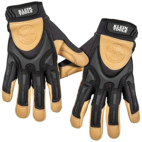 Klein® 60188 Powder-Free Unisex Work Gloves, Machine Washable, Finger Guard/Thumb Reinforcement Style, L, EVA Foam Padded Palm