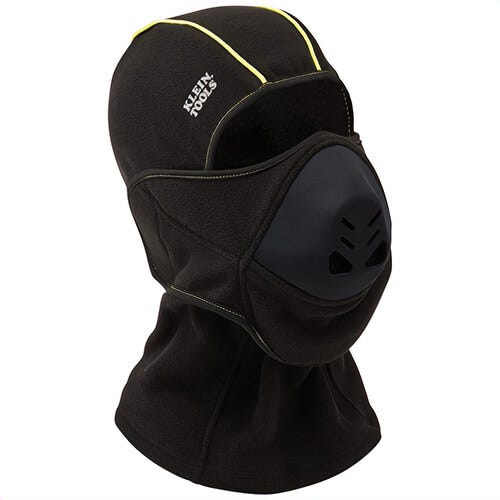 Klein® 60413 Heat Exchanger Balaclava, Universal, Black/Hi-Viz Yellow, Polyester/Polyethylene/Polyurethane/Spandex