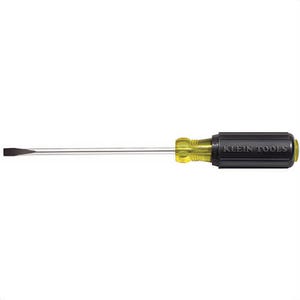 Klein® 605-6 Cabinet Screwdriver, Non-Magnetic, Steel, 1/4 in Tip, 6 in Round Shank