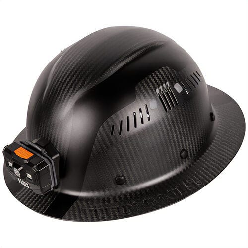 Klein® 60512 Carbon Fiber Full Brim Hard Hat with Headlamp, Titan