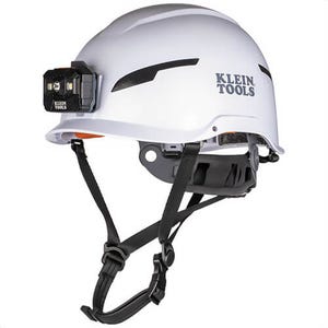 Klein® 60525 Safety Helmet, Type 2, Non-Vented Class E, with Rechargeable Headlamp