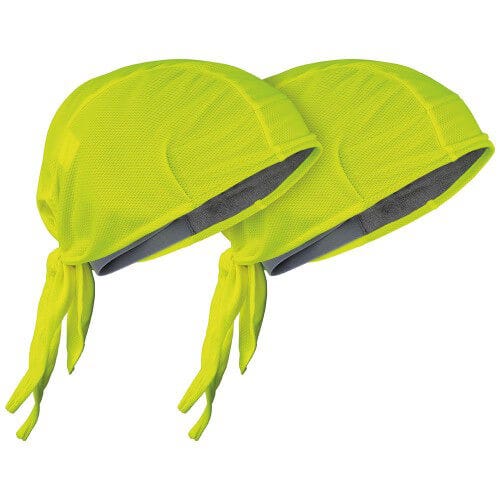 KLEIN® 60546 Cooling Do Rag, Hi Viz, 2-Pack, Polyester 95%, Rubber 5%, 14.5 L x 10.5 W x 0.13 in H