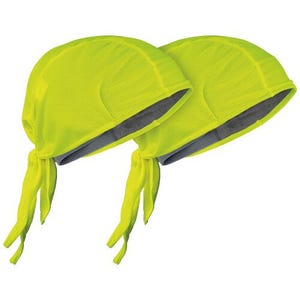 KLEIN® 60546 Cooling Do Rag, Hi Viz, 2-Pack, Polyester 95%, Rubber 5%, 14.5 L x 10.5 W x 0.13 in H