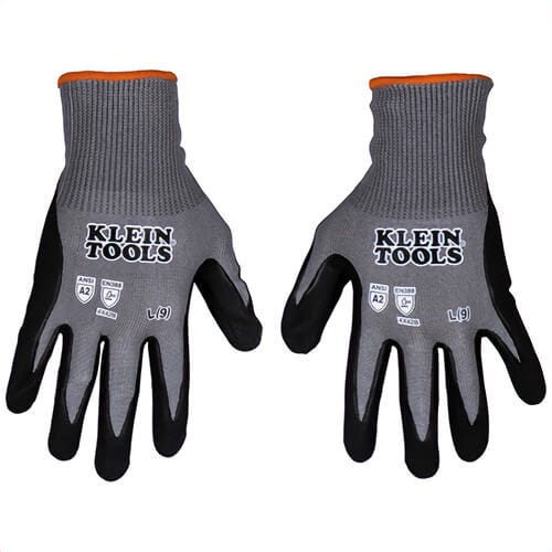 Klein® 60585 Knit Dipped Gloves, Cut Level A2, Touchscreen, 2 Pair, Large