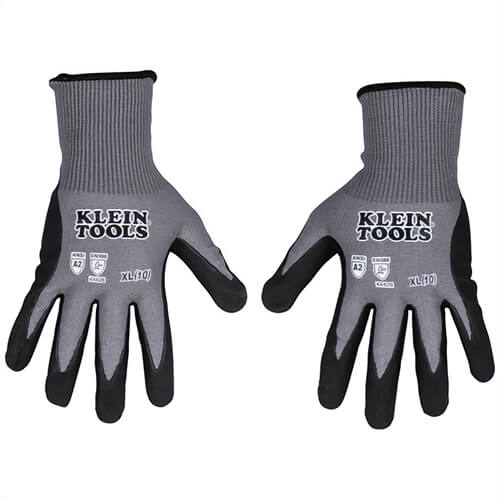 Klein® 60586 Knit Dipped Gloves, Cut Level A2, Touchscreen, 2 Pair, X-Large
