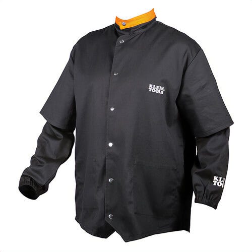 Klein® 60789 Flame-Resistant Welding Jacket with Removable Welding Sleeves, Black, Orange, 45 in to 50 in Chest, White, X-Large