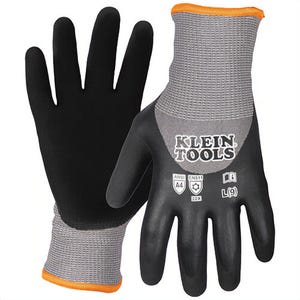 Klein® 60839 Winter Knit Dipped Gloves, Cut Level A4, Touchscreen, Unisex, Black, L