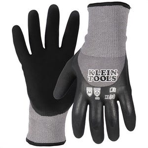 Klein® 60840 Winter Knit Dipped Gloves, Cut Level A4, Touchscreen, Unisex, Black, XL