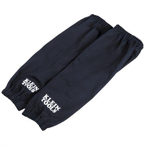 Klein® 60845 Flame-Resistant Cotton Welding Sleeves, 100% FR Cotton, Black, White, One Size