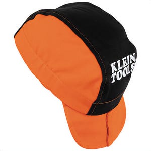 Klein® 60898 Flame-Resistant Welding Cap, 98% FR Cotton, 2% Other, Orange/Black, 7 to 8 Hat Size