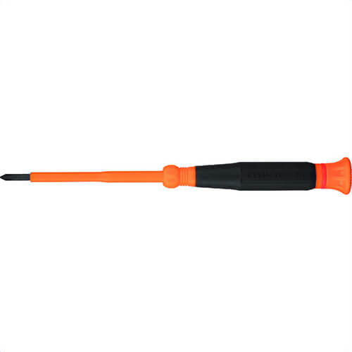 Klein® 6233INS Insulated Precision Screwdriver, #0 Phillips, Steel, Red
