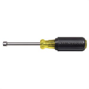 Klein® Cushion-Grip® 630-1/4M Magnetic Tip Nut Driver, 1/4 in, Hollow Shank, Cushion Grip Handle, ANSI/ASME Specified, Polished Chrome