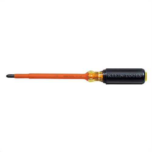 Klein® 6337INS Screwdriver, #3 Profilated Phillips® Point, 12-3/8 in OAL, Plastic Handle, Black Oxide, ASTM F1505
