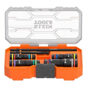 Klein® 654QS Knect™ Quad-16 Heavy-Duty Impact Flip Sockets, 6-Point, SAE and Metric, Steel, 1/4 in and 3/8 in Drive, 4 pc