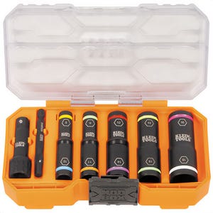 Klein® 65619 Knect™ Flip-10 Heavy Duty Flip Impact Socket Set, Metric, Impact Rated Steel, 8 pc