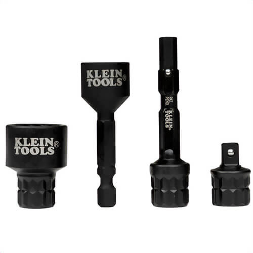 Klein® 65KADPS Knect™ Impact Socket Adapter Set, Chrome-Moly, Chrome-Vanadium, Black Manganese Phosphate, 4 pc