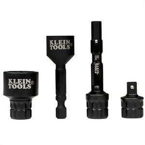 Klein® 65KADPS Knect™ Impact Socket Adapter Set, Chrome-Moly, Chrome-Vanadium, Black Manganese Phosphate, 4 pc
