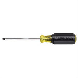 Klein® Cushion-Grip® 667 Screwdriver, #3 Square Recessed Point, Steel Shank, 12-1/4 in OAL, Acetate Handle, Polished Chrome, ANSI/ASME Specified