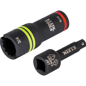 Klein® 66044 Flip Impact Socket 3-in-1, 12-Point, Steel, 2 pc