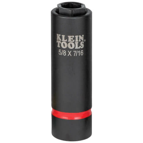 Klein® 66062 2-in-1 Impact Socket, Cross Hole Style, 1/2 in Drive Hex Drive, 5/8, 7/16 in Socket Impact Socket, 6 Points