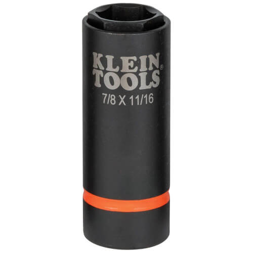 Klein® 66064 2-in-1 Impact Socket, Cross Hole Style, 1/2 in Drive Hex Drive, 7/8, 11/16 in Socket Impact Socket, 6 Points