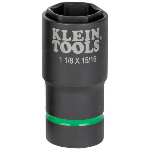Klein® 66066 2-in-1 Impact Socket, Cross Hole Style, 1/2 in Drive Hex Drive, 1-1/8, 15/16 in Socket Impact Socket, 6 Points
