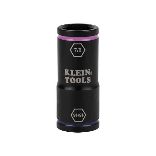 Klein® 66073 Flip Impact Socket, 4140 Steel, 6-Point, 15/16 x 7/8 in Socket, 3.25 L x 1.368 H x 1.368 W in