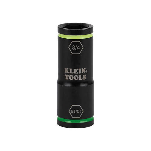 Klein® 66074 Flip Impact Socket, 4140 Steel, 6-Point, 3/4 x 13/16 in Socket, 3.25 L x 1.23 H x 1.23 W in