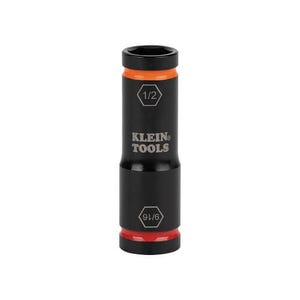 Klein® 66076 Flip Impact Socket, 4140 Steel, 6-Point, 9/16 x 1/2 in Socket, 2.625 L x 0.805 H x 0.805 W in