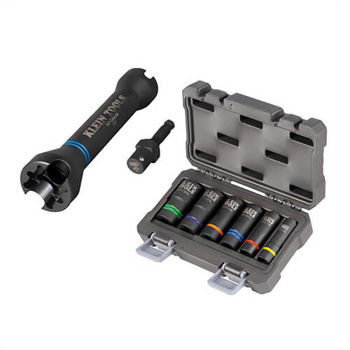 Klein® 660KIT1 5-in-1 Impact Socket Set, Steel, Includes: 2-in-1 Slotted Impact Socket Set, 12-Point, 6 pc