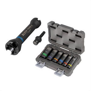 Klein® 660KIT1 5-in-1 Impact Socket Set, Steel, Includes: 2-in-1 Slotted Impact Socket Set, 12-Point, 6 pc