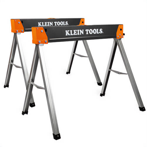 Klein® 66187 Fixed-Leg Saw Horse, Black/Orange, 35.81 in Folded Length, 35.81 in Work Top Length, 2 pk